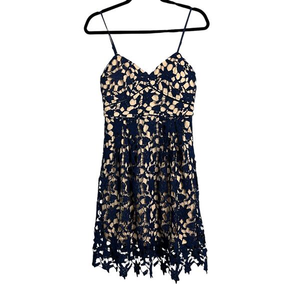 Blue Lace Sundress Casual Dress S Small Fairy Cottage Coquette Illusion - Picture 1 of 10